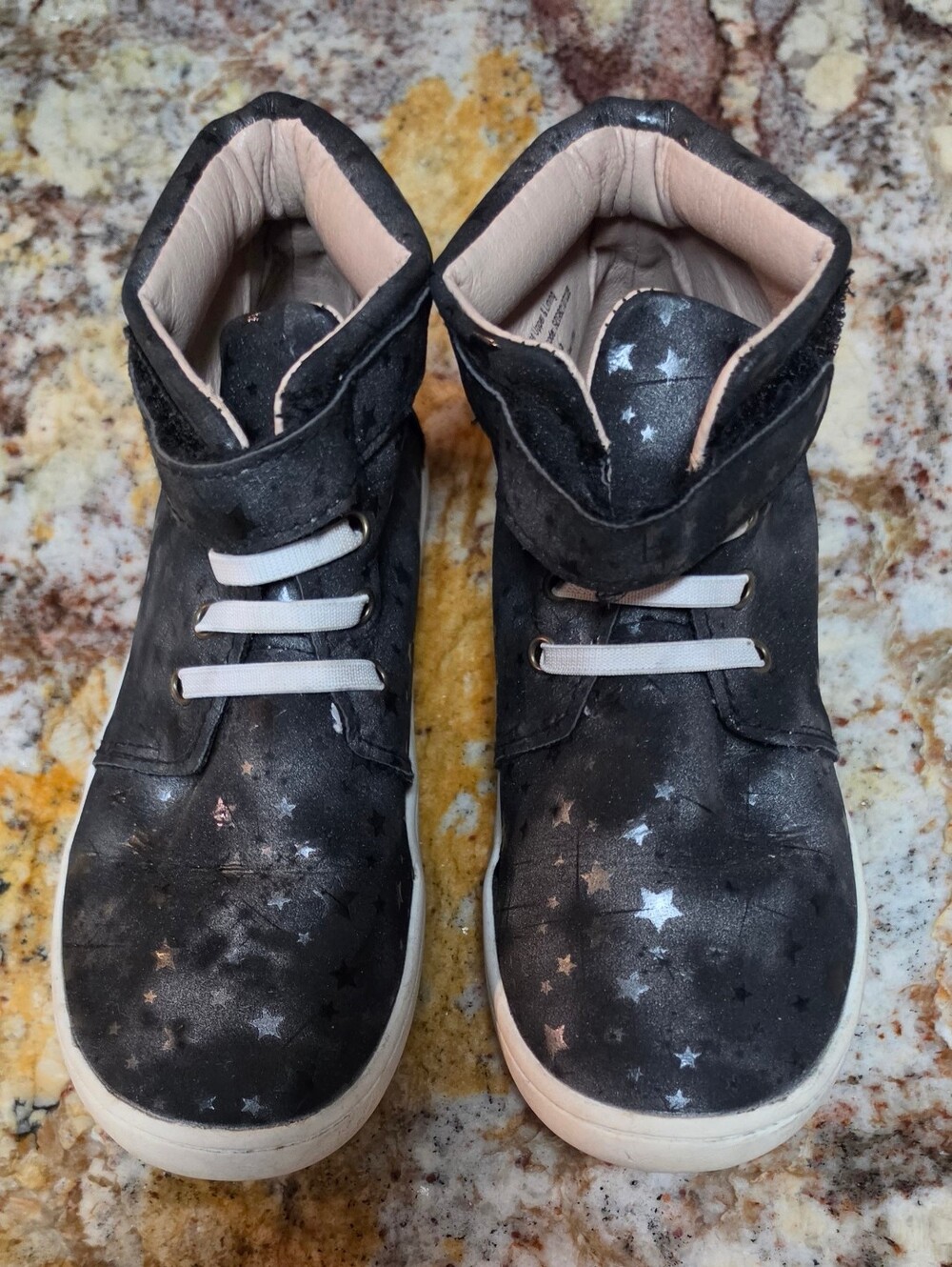 Kids Black Star Print High Top Sneakers
